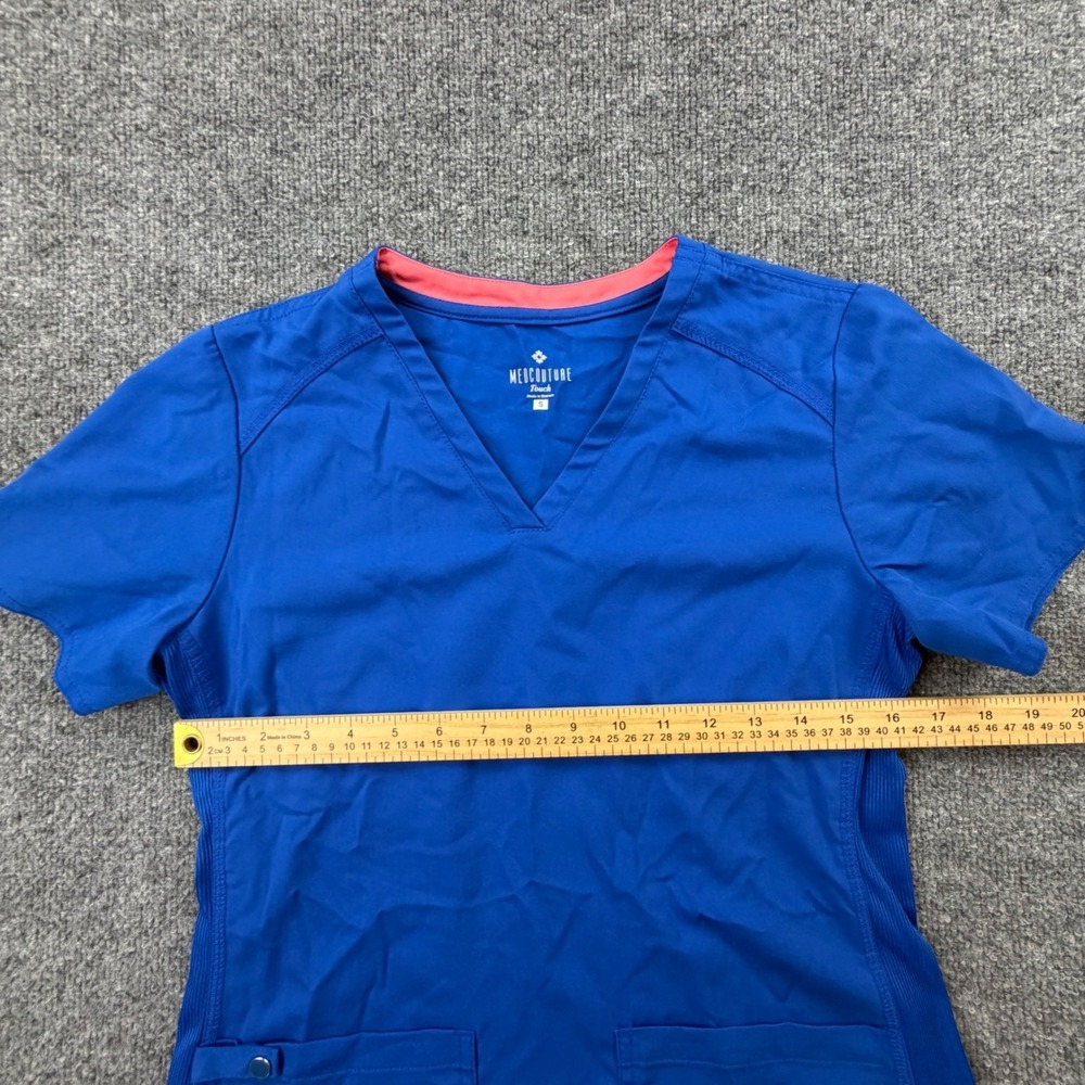Med Couture Touch Scrub Top Royal Blue Women's Size S Stretch Medical Uniform - Picture 3 of 10